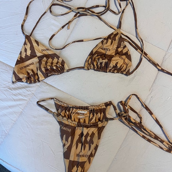 iNAMORATA Brown and Tan Bikini Set - Picture 1 of 4